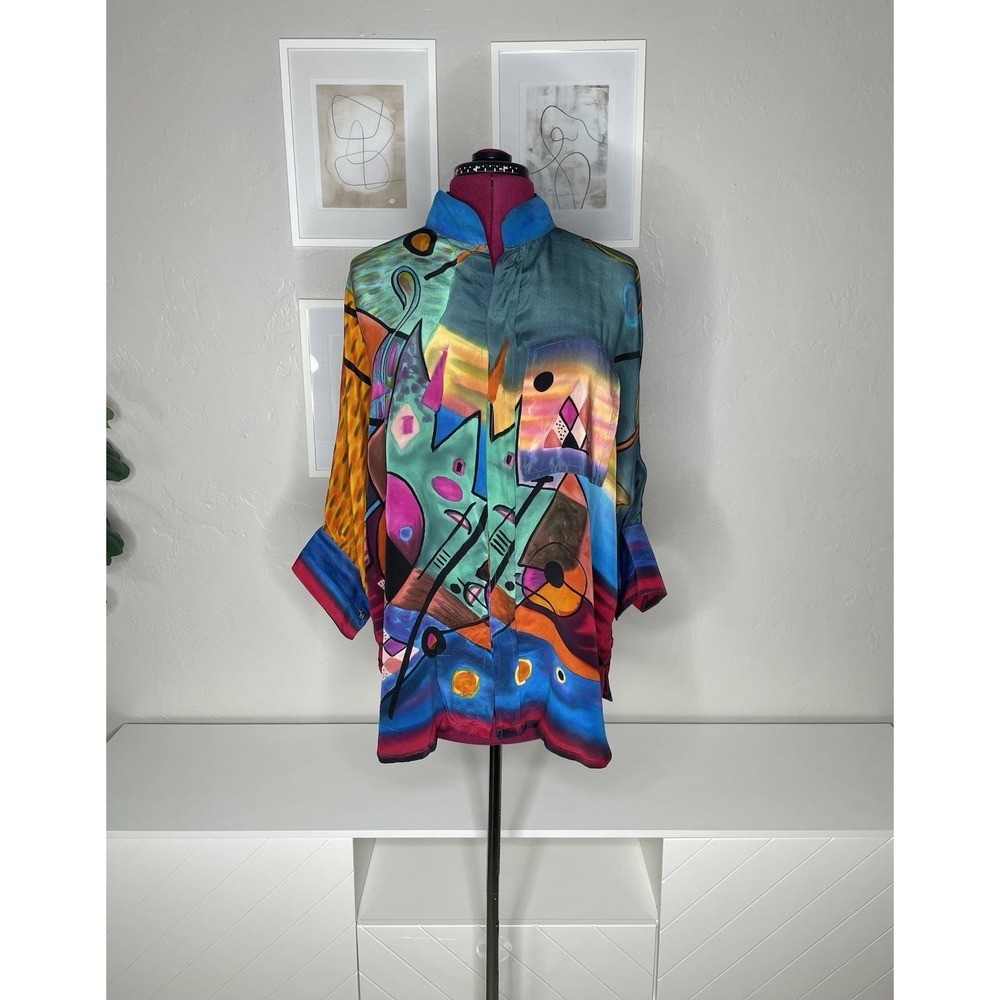 Vintage Dilemma Dhun Shroff Top Women's One Size Silk Hand Painted  Art to Wear